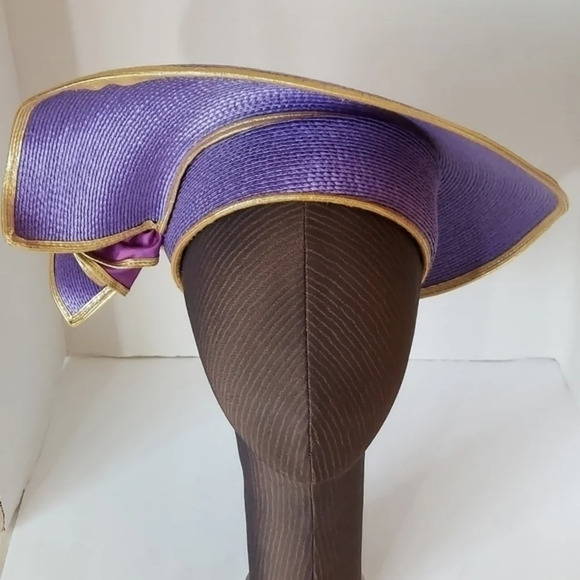 Vintage Sylvia Purple Gold Unique Woven Hat - Picture 9 of 9